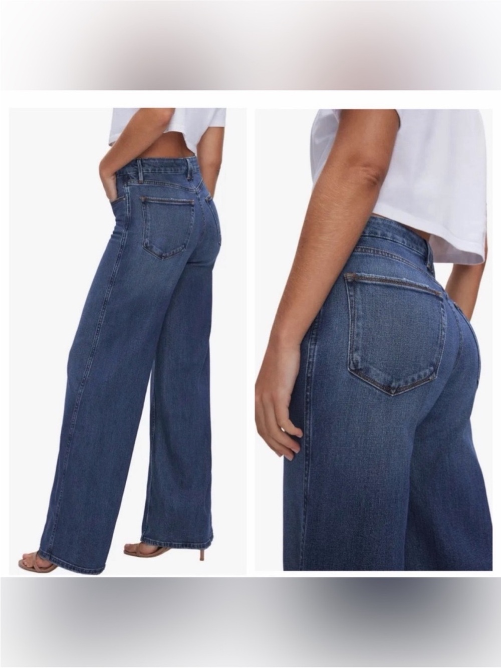 Good American Good Skate High Rise Wide Leg Jeans 34” Inseam Size 4/27, NWT - Picture 3 of 16